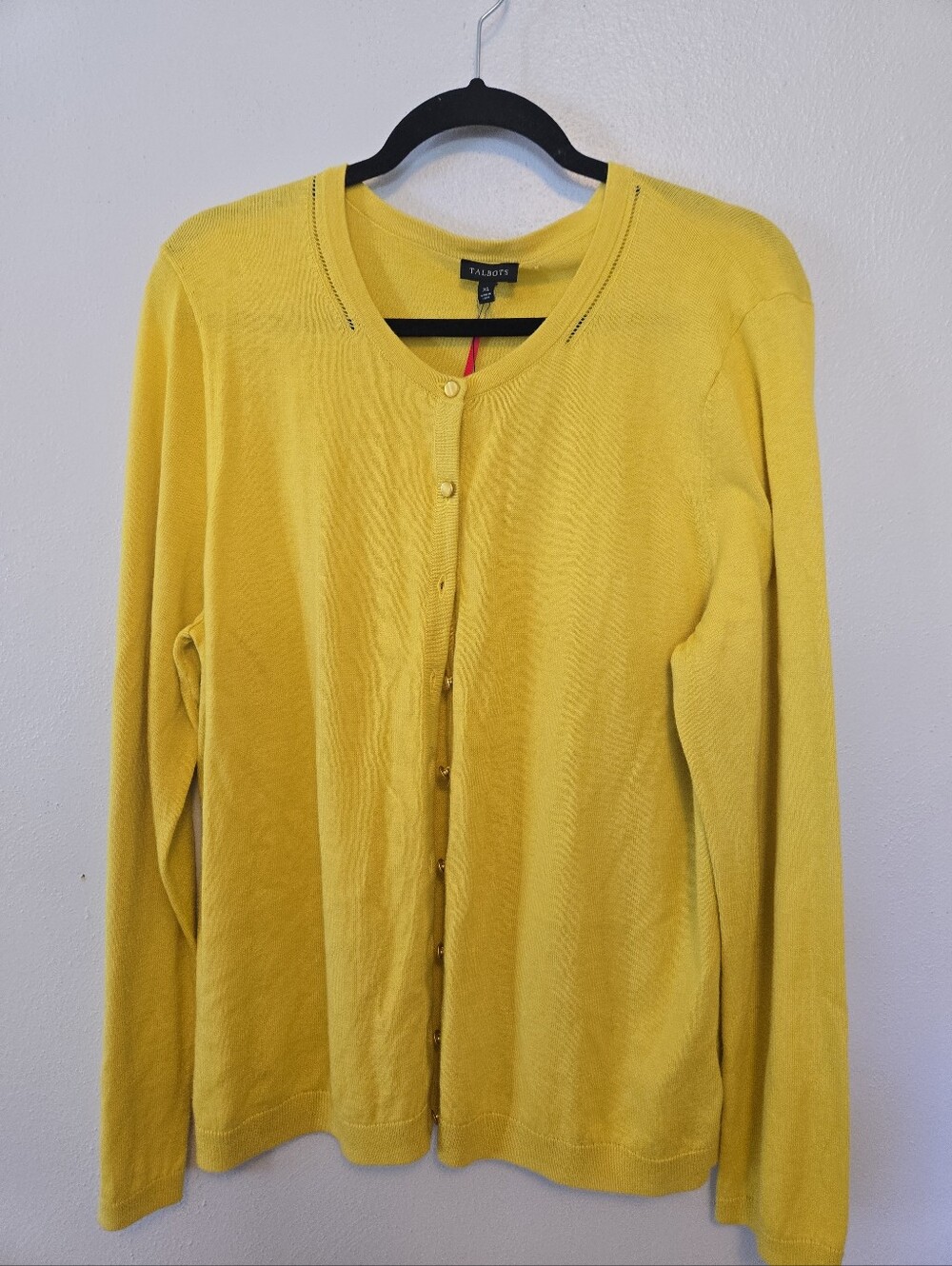 Talbots Cardigan Sweater Button Front Yellow XL NWT